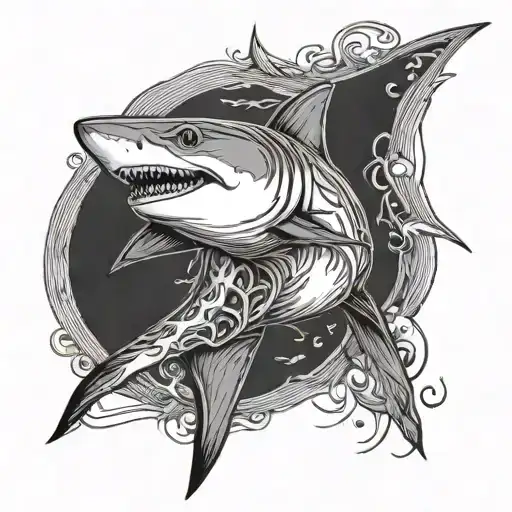 Fine Line Shark Tattoo Feminine