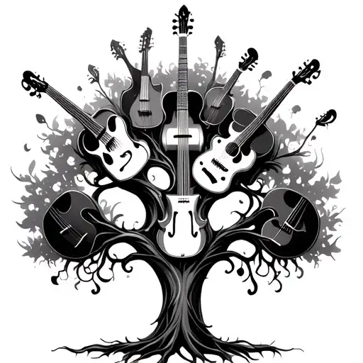 Tree With Musical Instruments Forming The Shape
