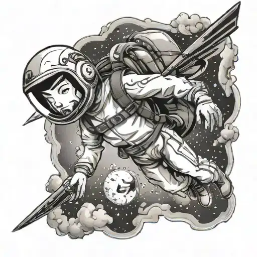 A Skydiving Adventure Tattoo With Elements Of Space And Knowledge Incorporated