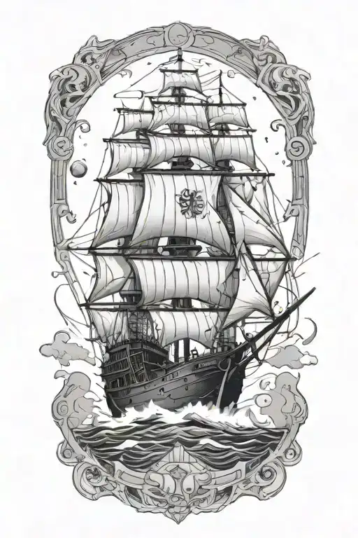 Geometric Sci Fi Pirate Ship Sailing