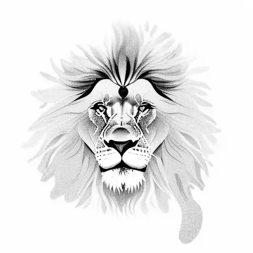 A Lion Standing Proudly On Top Of A Mountain At Sunrise