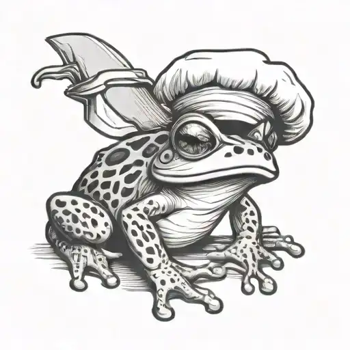 Frog With A Chef Knife And Chef Hat