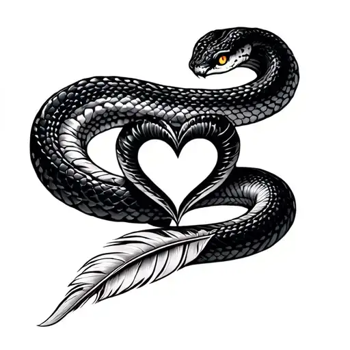 Snake Feather With Heart