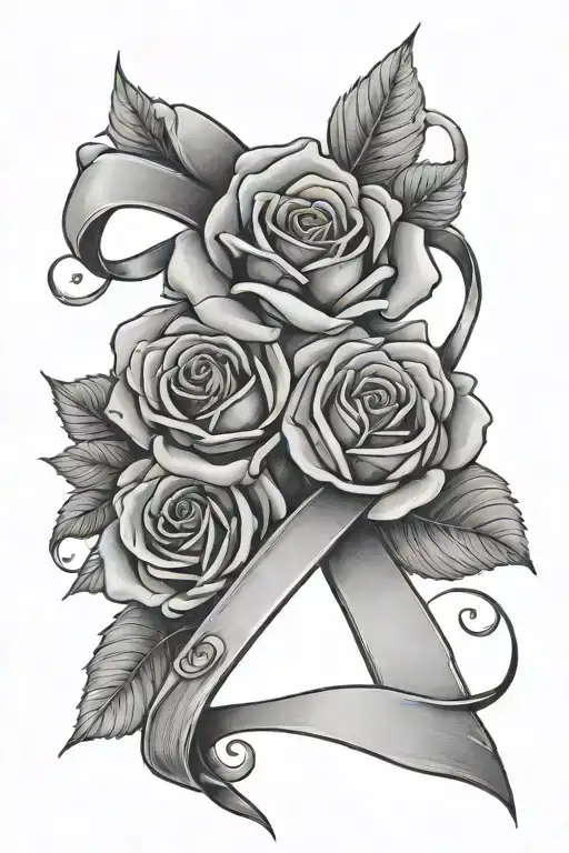 Breast Cancer Ribbon With Roses Wrapped