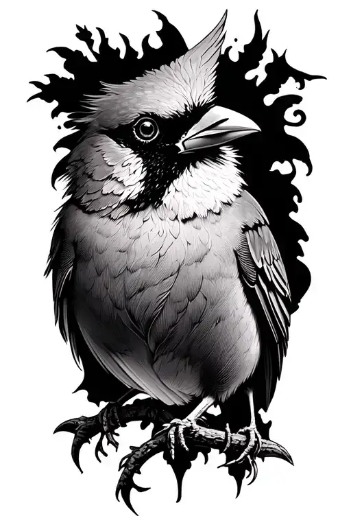 Cardinal Tattoo With A Gothic Feel