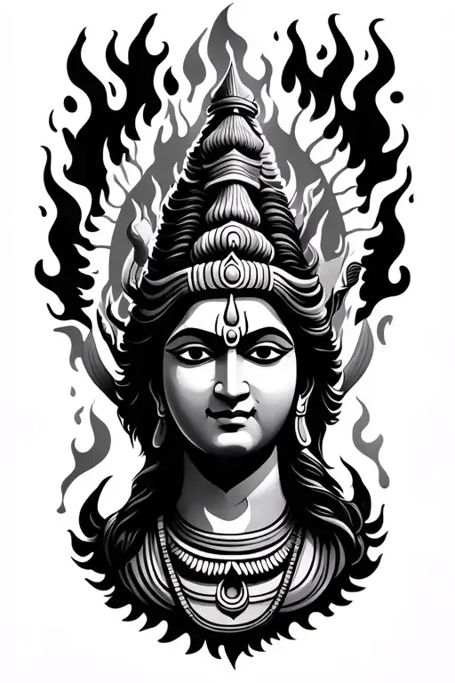 Trishul With Shiva Nataraja Fire