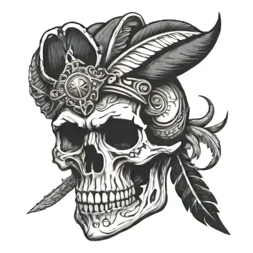 Iroquois Skull S H Calligraphy