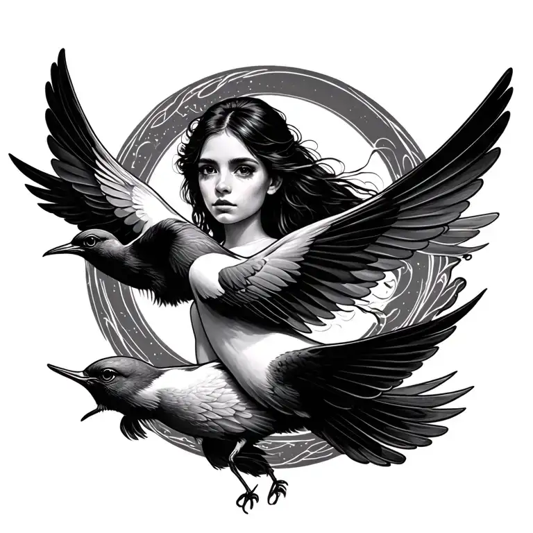 3 Swallows That Revolve Around Her