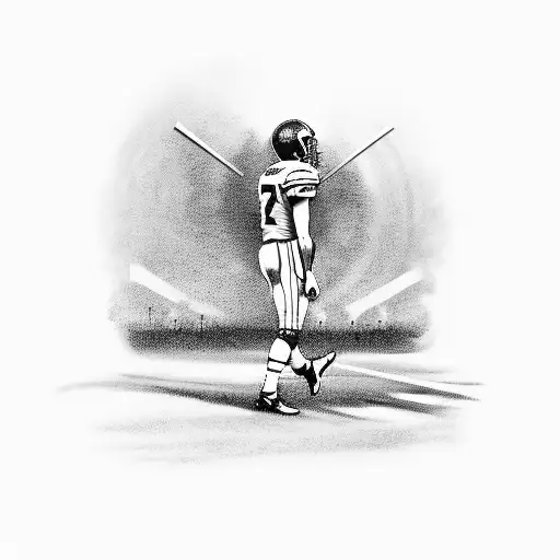 Quarterback Walking Away With Christian Cross In Background