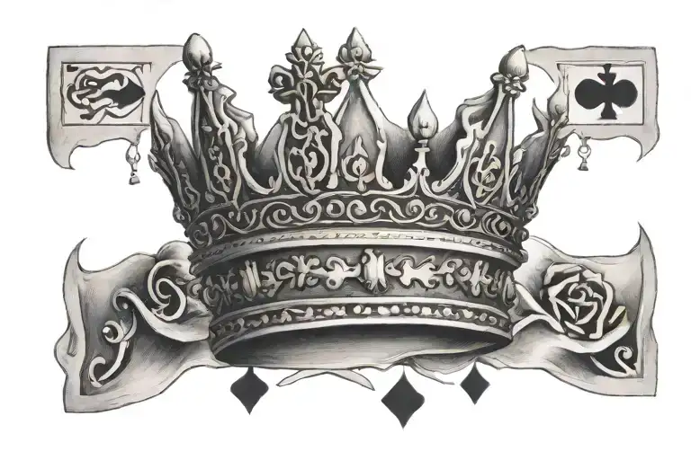 1500'S Crown With Blacjack Cards Surrounded