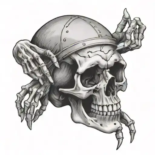 Skull With Hands On Head