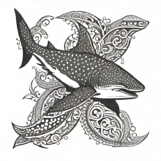 Polynesian Dolphin Whale Shark Outline