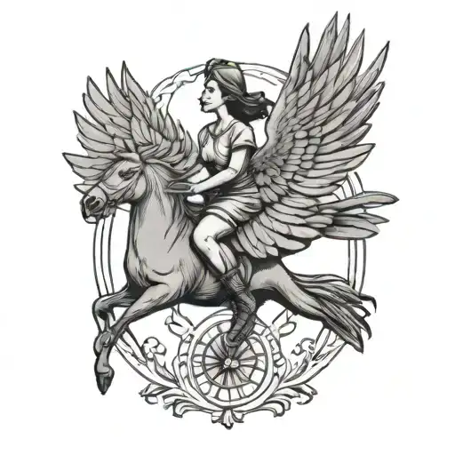 Lady Riding A Bird Flying