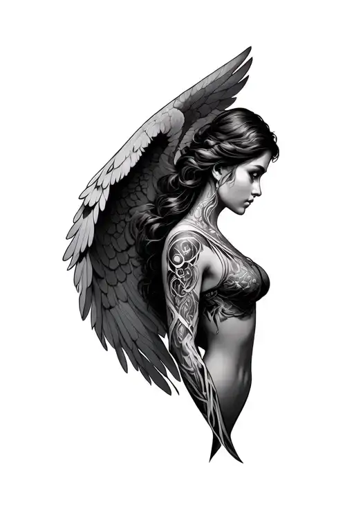 Biomechanical Female Guardian Angel Shoulder