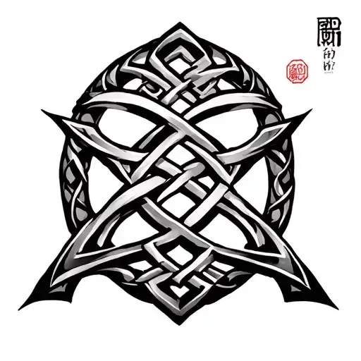 Celtic Knot And Chinese Character Love