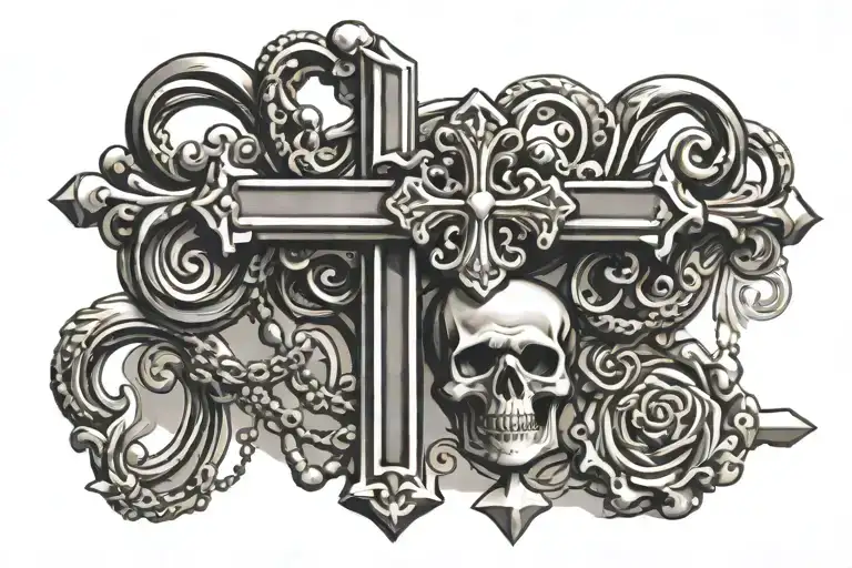 Chrome Hearts Cross And Rosary