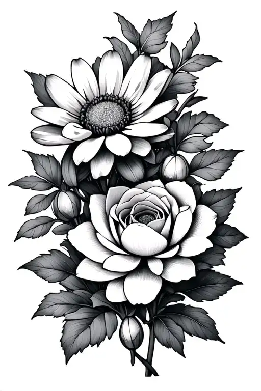 Daisy Chain Incorporating A Small Lotus Flower And Tea Rose