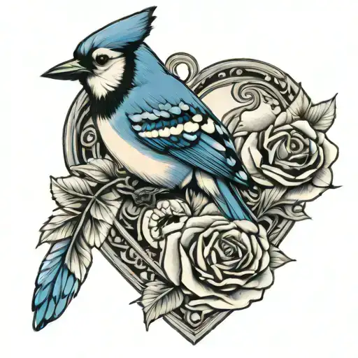 Blue Jay Rose Heart Locket
