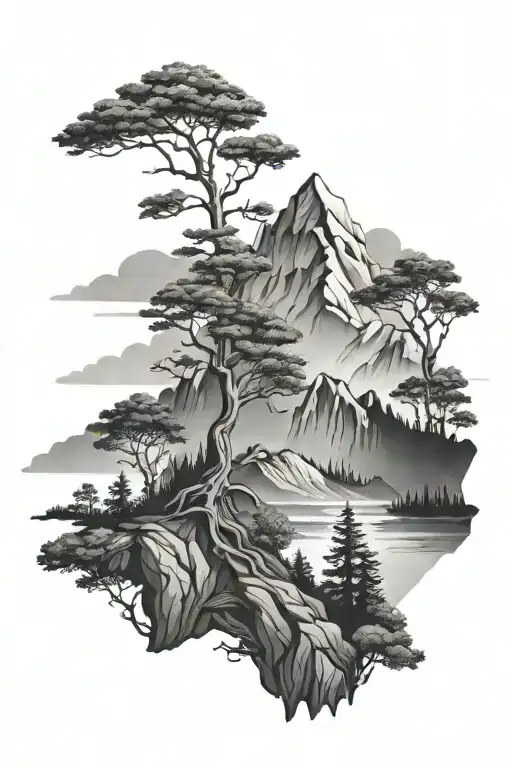 Landscape Mountain Tree Of