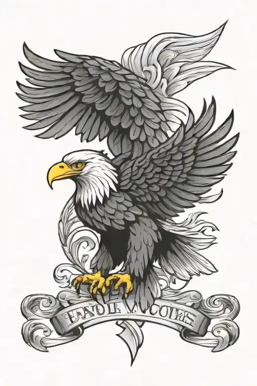 Eagle W Flag And Scroll Across The Top
