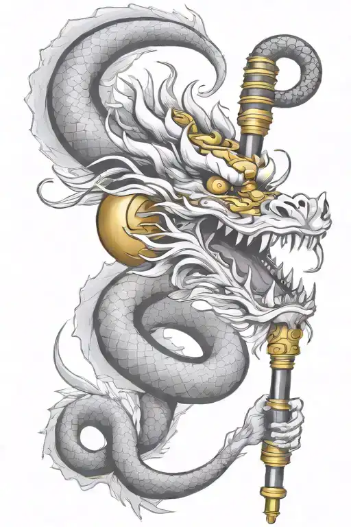 Chinese Dragon Holding A Gold Microphone Intertwined