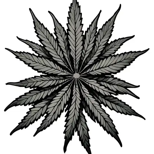 Elbow Spider Web With Marijuana Leaves