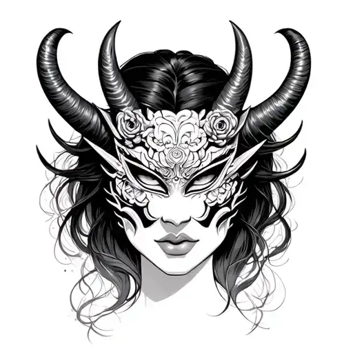 Black Woman Japanese Demon Mask