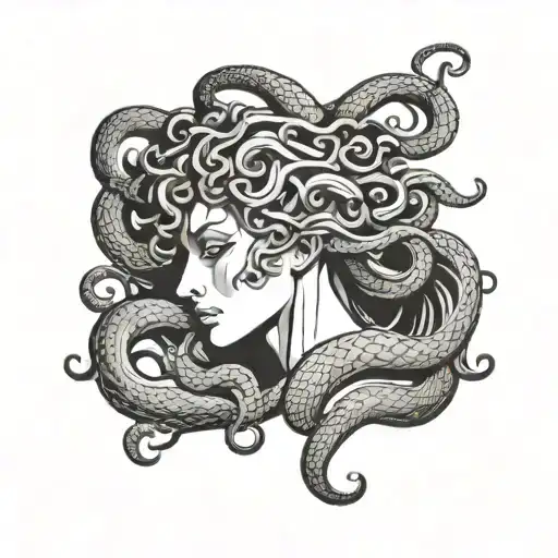 Medusa From The Side 2 Snake Heads Cover Face