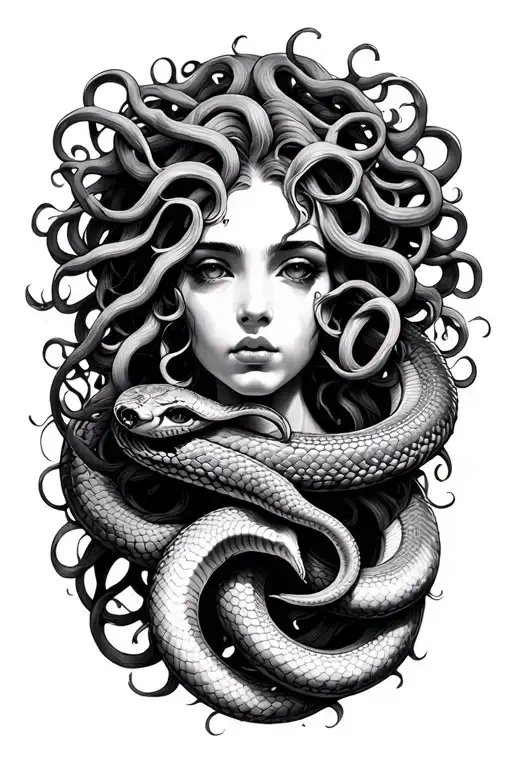 Medusa And Snakes Intertwined