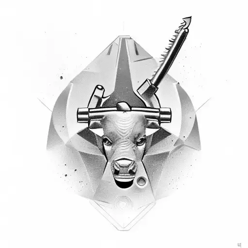 An Electrician's Tools Incorporated Into A Taurus Symbol In Black-grey Style