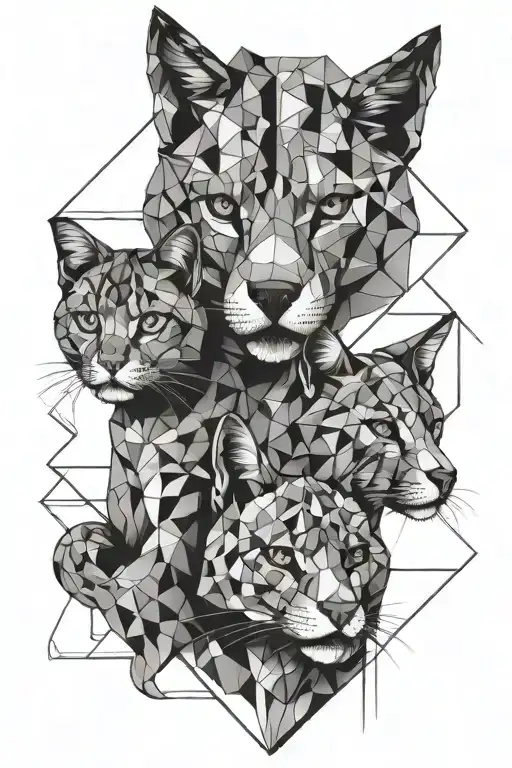 Cat And Dog Face With Geometry