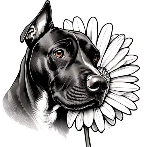 Ridgeback Dog With A Daisy Flower