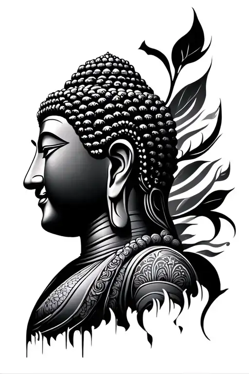Buddha Profile Statue With Mandala And Sak Yant Tatoo