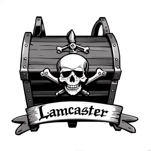 Pirate Chest With Lancaster Written On It And A Skull