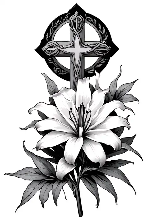 Red Spider Lily And Orthodox Cross Surrounded