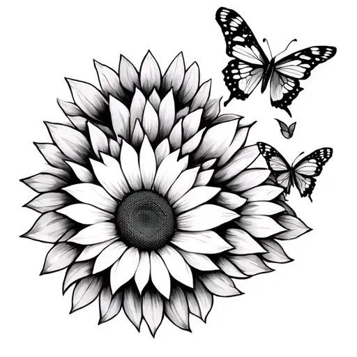 Sun And Butterflies Fluttering Sunflowers