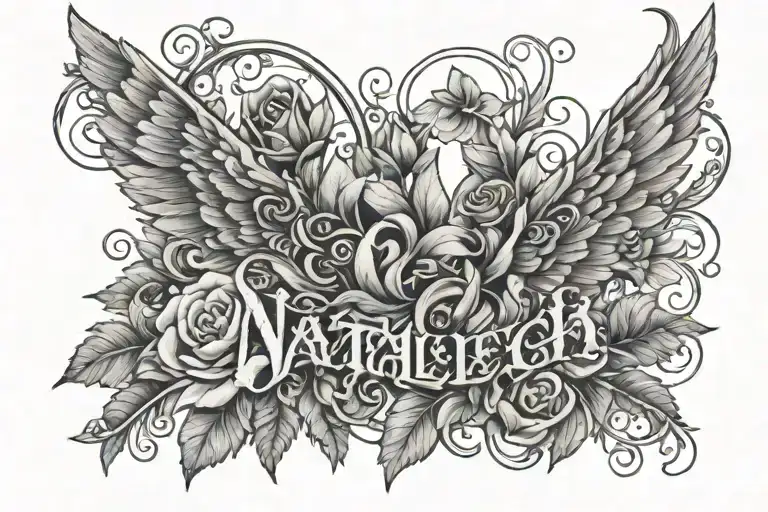 The Word Nataleigh In The Middle With Flowers With Wings