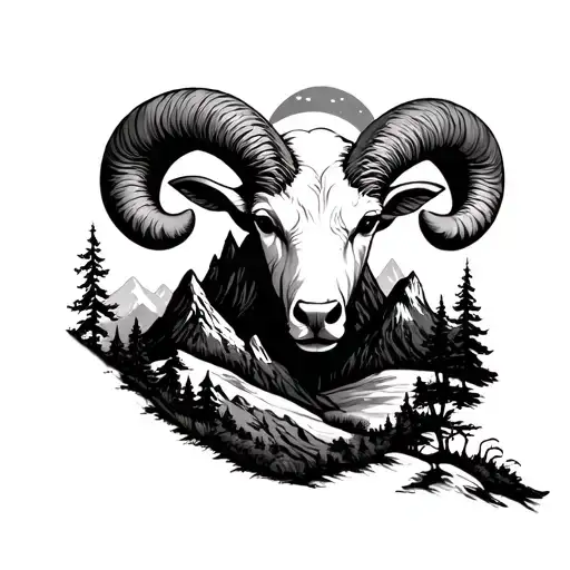 Aries Zodiac Sign Forest Mountain Landscape