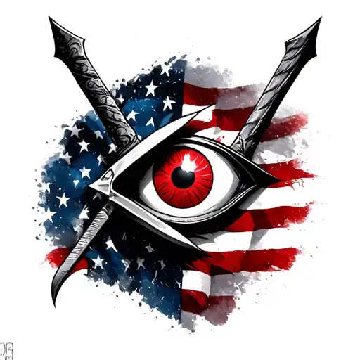 Spartan With Sharingan Eye In The Blade And American Flag
