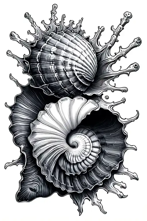 Fine Line Spine Different Seashells