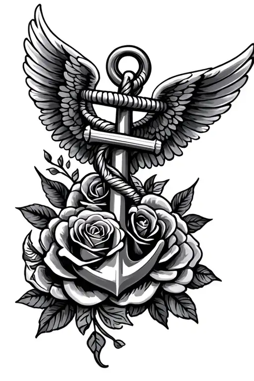Anchor Angel Wings Roses