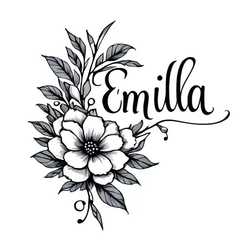 Name Emilia With Whimsical Floral Patterns Incorporated