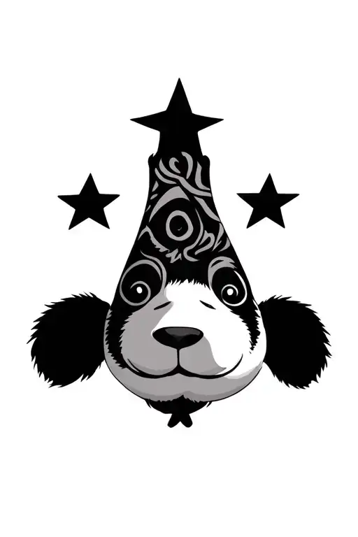 Panda Head And Three Stars