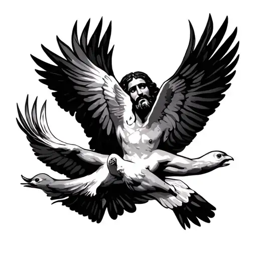 Jesus Cross Birds Flying Away