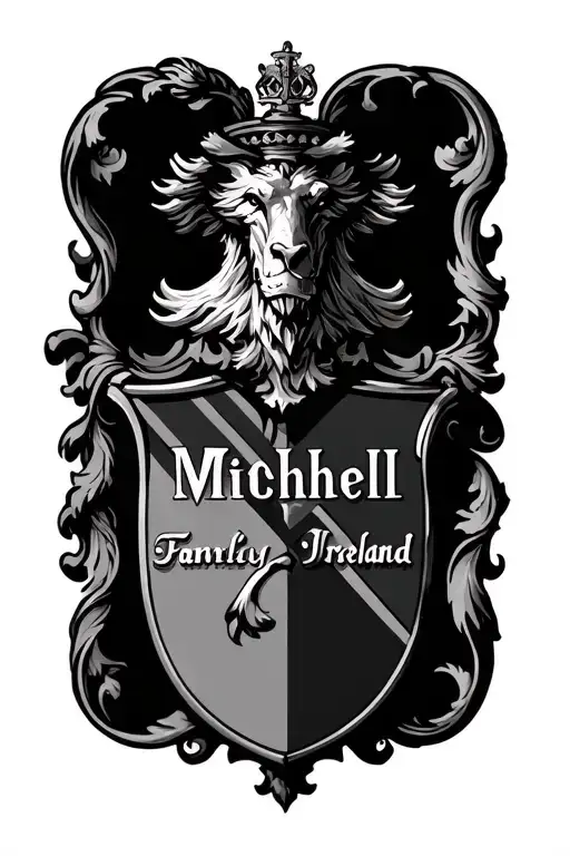 Mitchell Family Crest With Norther Ireland Backround