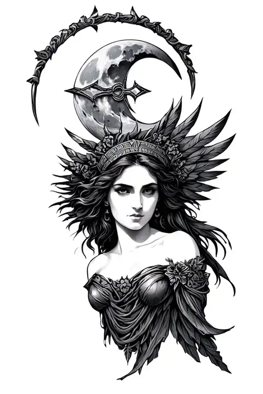 Artemis Greek Goddess Moon Bow Forming Cross