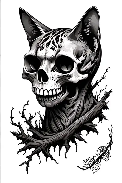 Cat Skull Dark Woods