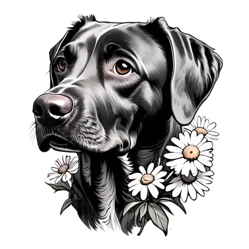Ridgeback Dog With A Daisy Flower Bouquet Small