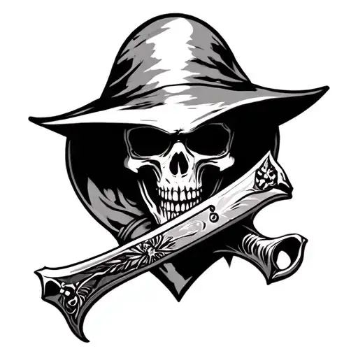 Grim Reaper Texas Style Tattoo Filagree