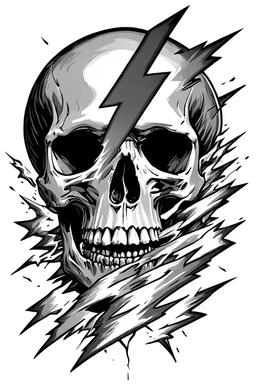 Lightning Bolt Going Through A Skull Vertically